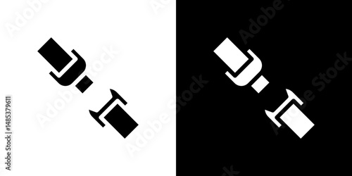 Car seat belt icon flat vectors set. black and white
