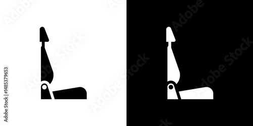 Car seat icon flat vectors set. black and white
