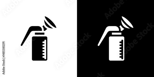 Breast pump icon flat vectors set. black and white