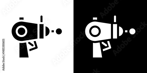 Blaster icon flat vectors set. black and white