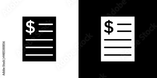 Bank statement icon flat vectors set. black and white