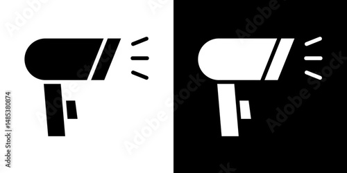 Barcode scanner icon flat vectors set. black and white