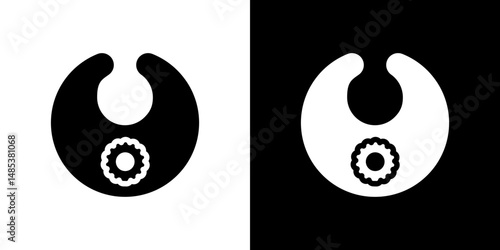 Baby bib icon flat vectors set. black and white