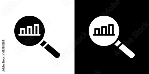 Analysis icon flat vectors set. black and white