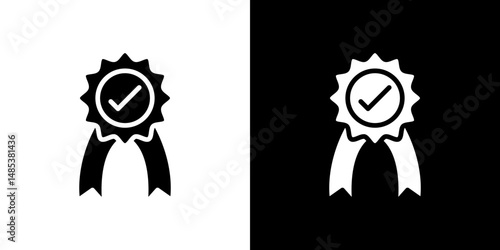 Accreditation icon flat vectors set. black and white