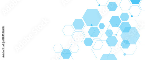 Vector modern blue hexagons futuristic science technology 