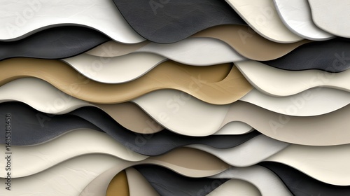 Abstract Textured Waves of Curved Materials in Neutral and Earthy Tones for Design Inspiration
