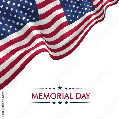Memorial Day themed vector art, featuring the USA flag in motion with some text