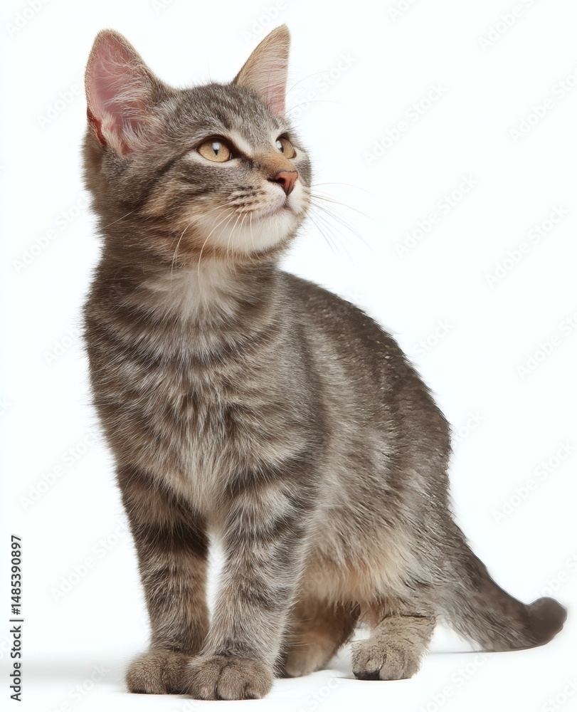 Obraz premium Adorable Gray Kitten Looking Up