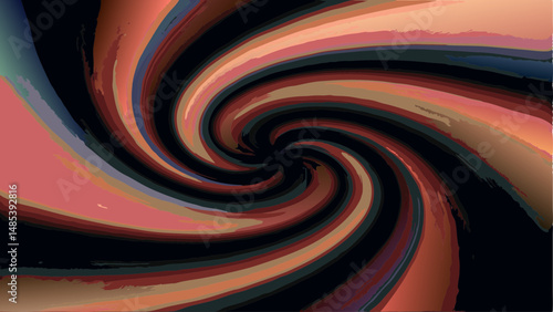 Abstract swirl pattern with shades of pink orange and black creating a mesmerizing vortex effect design