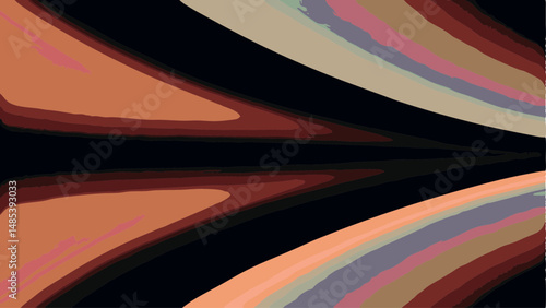 Abstract rendering featuring curved shapes and lines in shades of brown and black with a dark backdrop