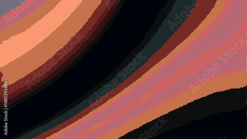 Abstract depiction of layered strata with dark background and warm color palette curving diagonally
