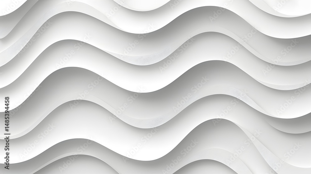 Obraz premium Abstract White Waves Background Design with Curved Layers and Smooth Textures for Modern Use