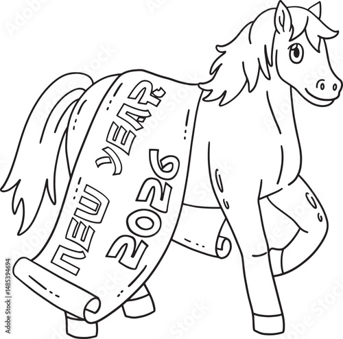 Year of the Horse New Year 2026 Banner Isolated 