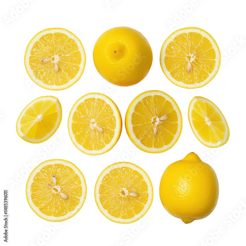Wallpaper Mural Fresh lemons arranged artistically on a white background, showcasing their vibrant color Torontodigital.ca