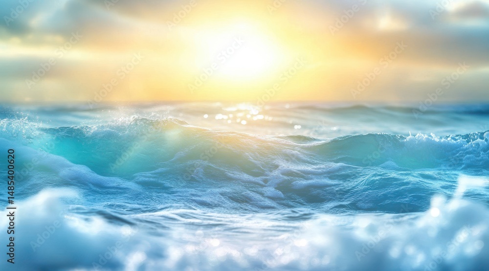 Obraz premium Serene ocean waves at sunset