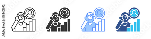 Prospecting Multi Style Icon Set Vector 