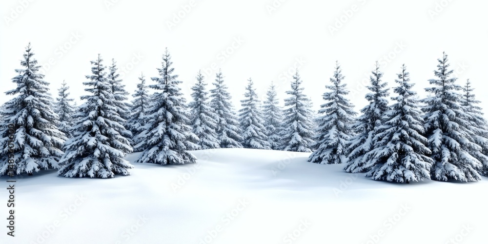 Naklejka premium Snowy Winter Forest Landscape Illustration