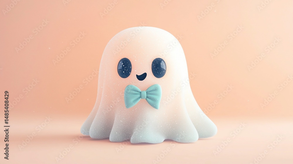 Obraz premium Cute Ghost, Studio Shot, Pastel Background