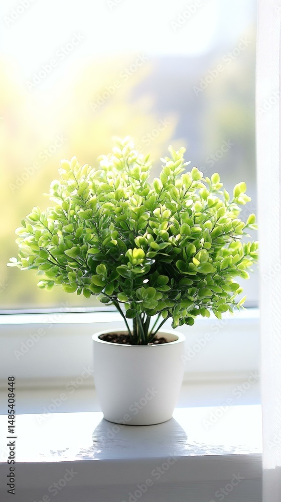 Small Potted Plant on a Windowsill Small Potted Plant on a Windowsill