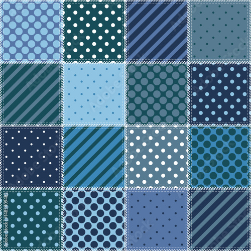 Patchwork print wallpaper background with different patterns quilting hobby craft handmade	
