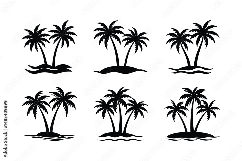 Minimal Palm Tree Lagoon Vector Design