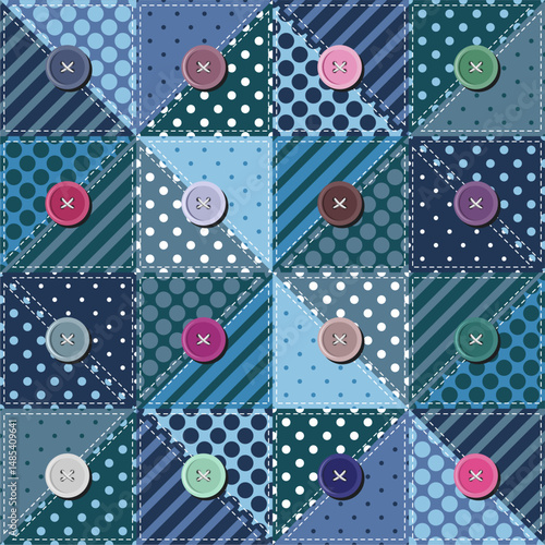 Patchwork print wallpaper background with different patterns quilting hobby craft handmade	
