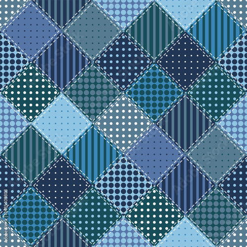 Patchwork print wallpaper background with different patterns quilting hobby craft handmade	
