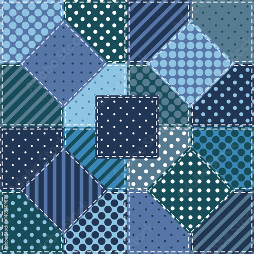 Patchwork print wallpaper background with different patterns quilting hobby craft handmade	
