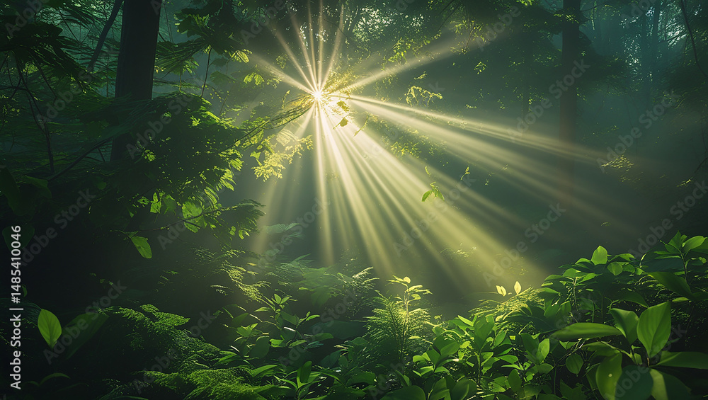 Fototapeta premium sun rays in the forest