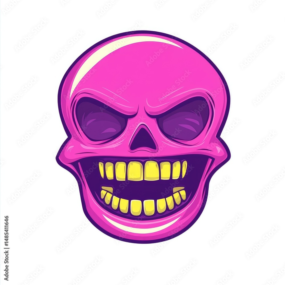 Fototapeta premium A vibrant pink skull with a mischievous grin.