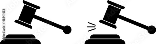 Gavel icon set. judicial hammer icons. judge gavel sign . Court tribunal symbol
