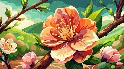 Abstraction. Closeup of peach blossom. Selective focus. Beautiful peach blossom on garden.