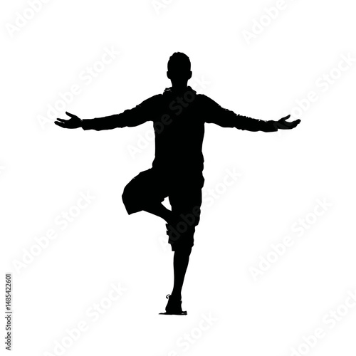 Solid black silhouette of a yogi balancing