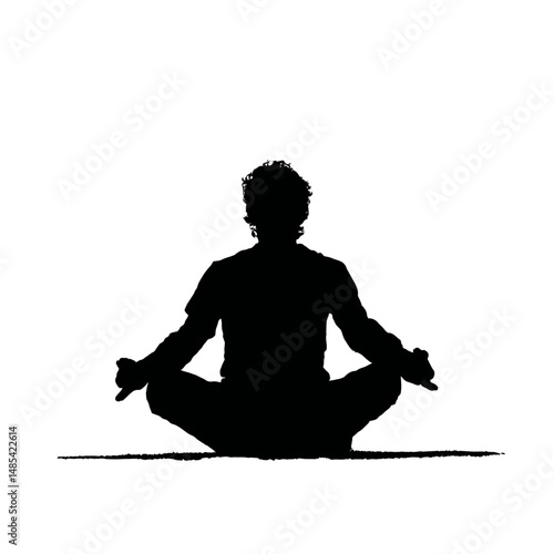 Solid black silhouette of a yogi meditating