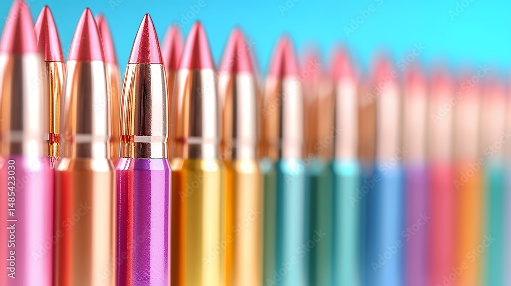Fototapeta premium Colorful Bullets on Blue Background