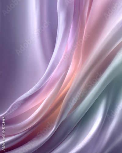 Elegant Flowing Pastel Fabric in Soft Gradient Tones with Smooth and Silky Texture