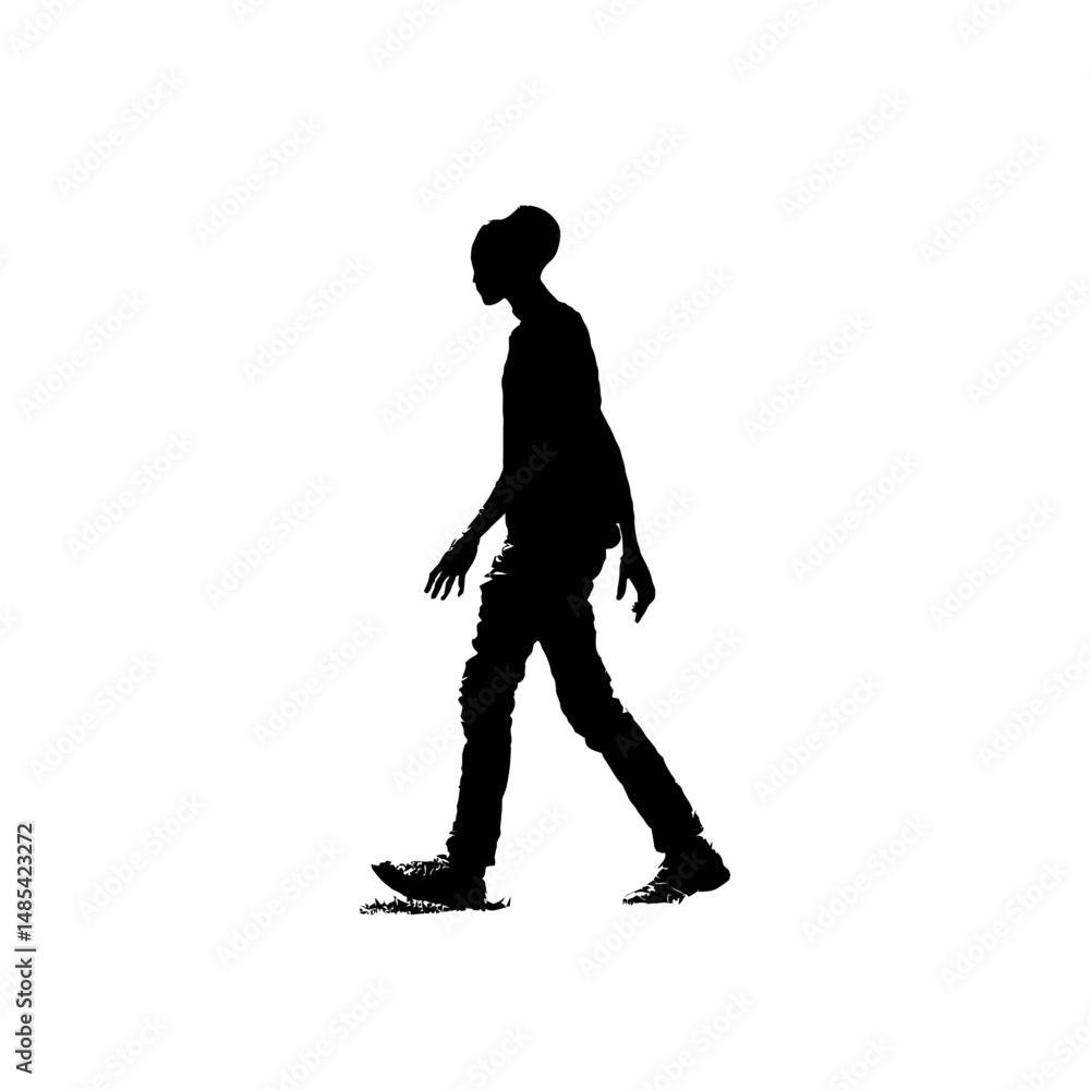 Solid black silhouette of an alien walking Solid black silhouette of an alien walking