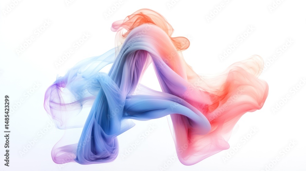 Fototapeta premium Abstract ethereal blend of blue, purple, and orange translucent waves