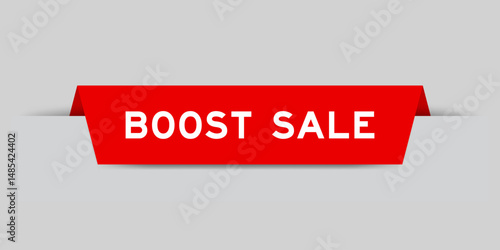 Red color inserted label with word boost sale on gray background