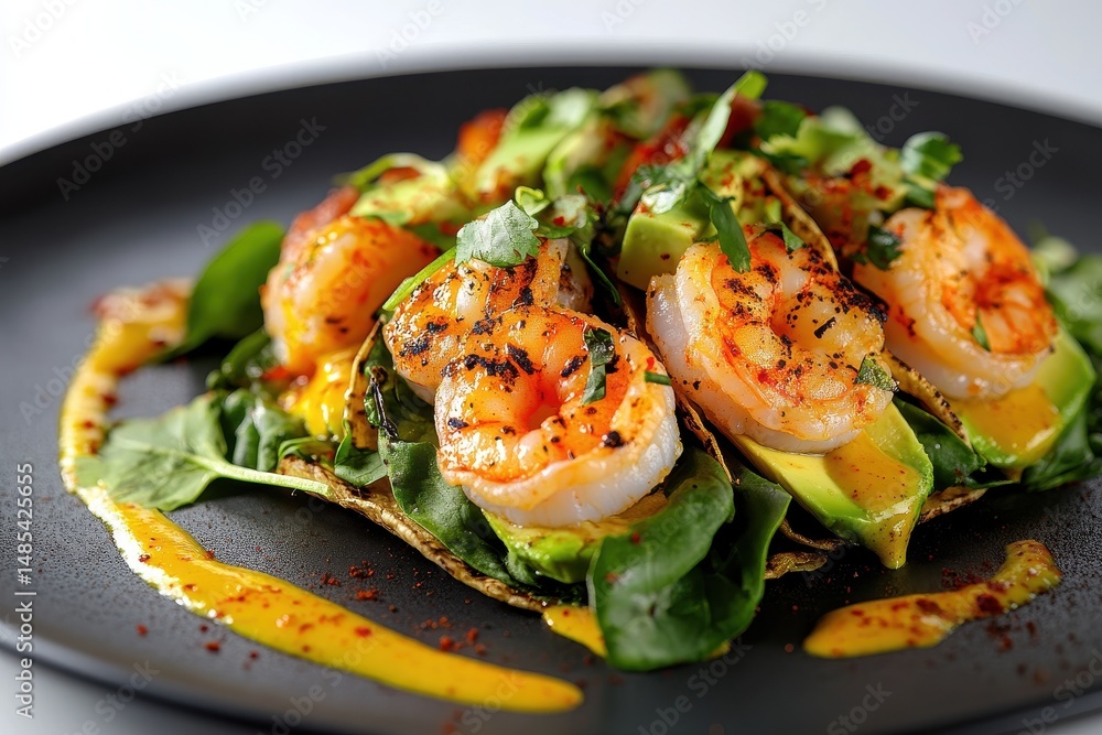 Grilled shrimp tacos with avocado and cilantro Grilled shrimp tacos with avocado and cilantro