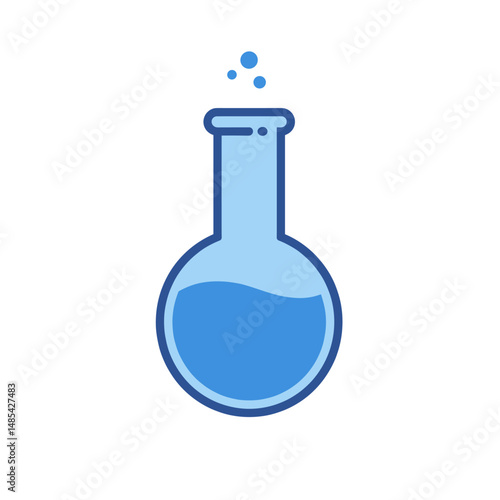 Laboratory Glassware Icon: A vibrant illustration of a laboratory flask with liquid, signifying the essence of scientific exploration and experimentation, filled with blue liquid.