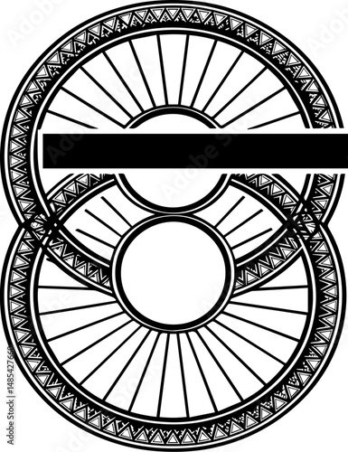 Undersea shrines symbolizing mortality in vector style. Intricate Black and White Mandala Design with Circular Patterns