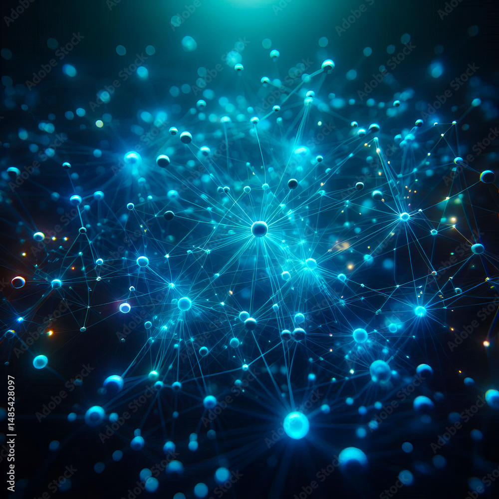 Fototapeta premium Neural Network Glowing Connections 