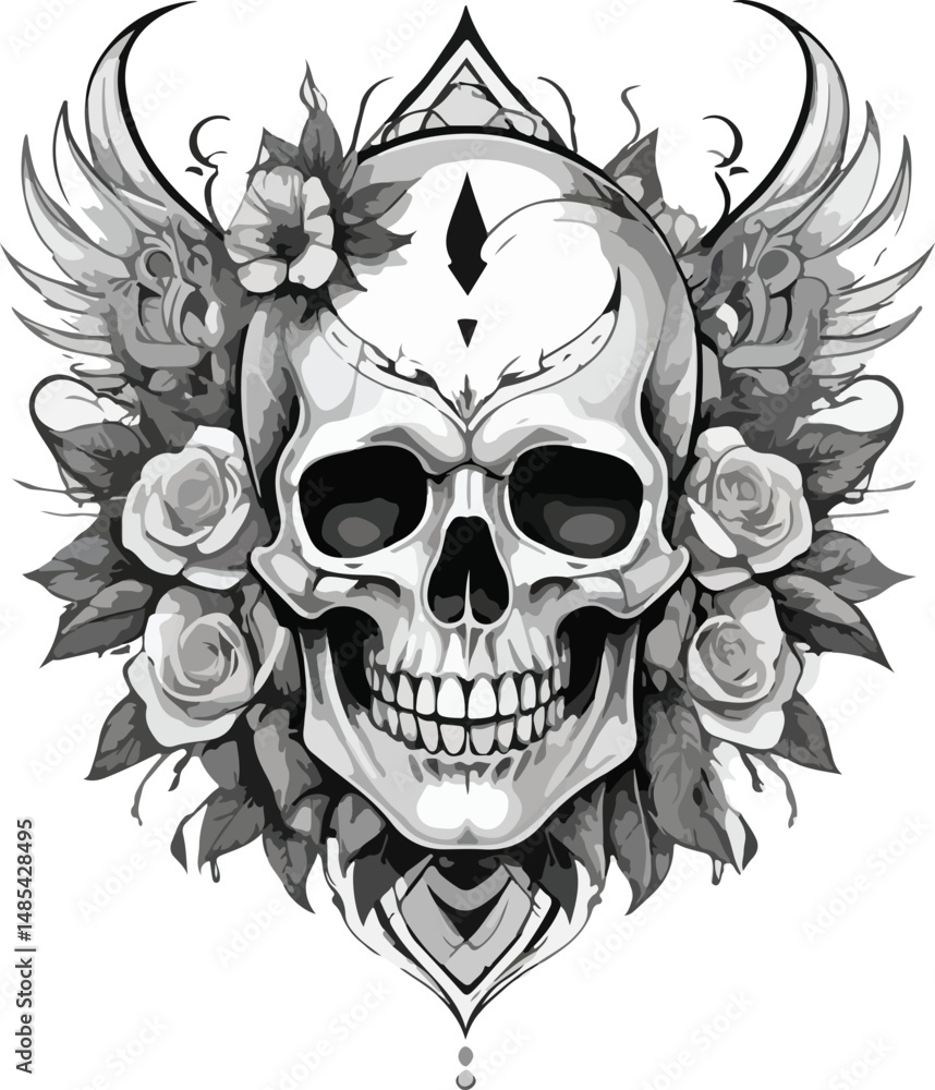 Obraz premium skull with wings Tattoo
