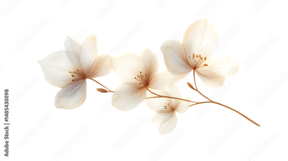 Fototapeta premium Elegant White Orchid Flower Isolated on White Background for Design Projects