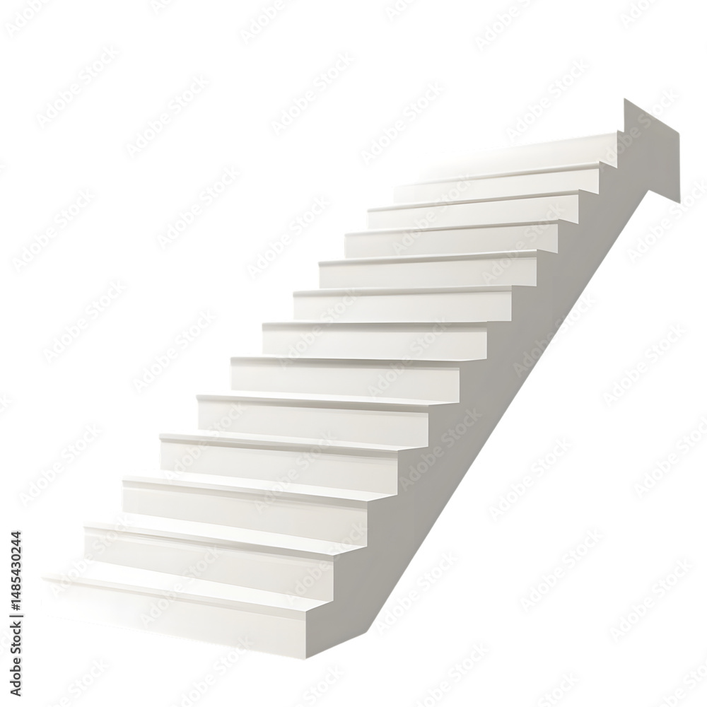 custom made wallpaper toronto digitalElegant White Staircase with Evenly Spaced Steps Isolated on White Background