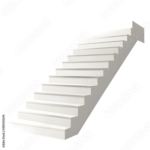 Wallpaper Mural Elegant White Staircase with Evenly Spaced Steps Isolated on White Background Torontodigital.ca