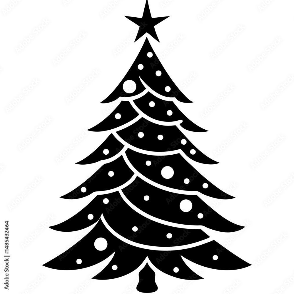 Christmas tree with star silhouette vector illustration Christmas tree with star silhouette vector illustration