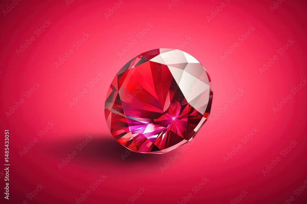 Ruby gemstone shines on vibrant red background in stunning vector illustration Ruby gemstone shines on vibrant red background in stunning vector illustration